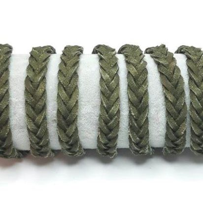 Thick Braided suede leather cords - 10mm - Green