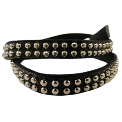 Flat leather cords with studs SE/LM/02