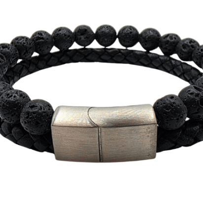 Combination Gemstone and Leather Bracelet - Style 155