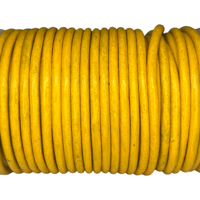Round Leather Cord - 4mm - Sunshine Yellow