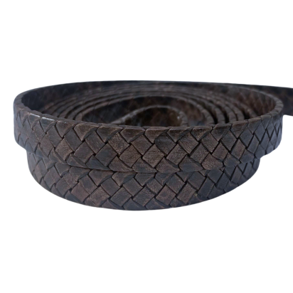 Brazil braided leather cords - 8*2.2mm - vintage blue