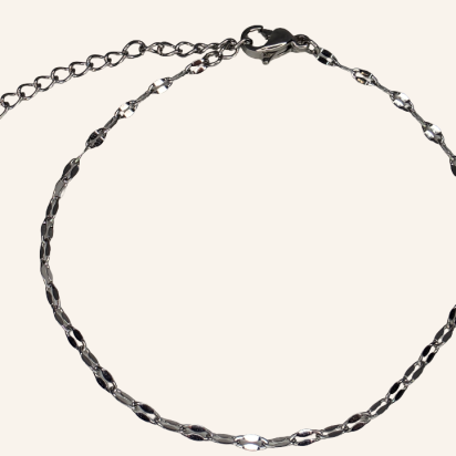 Puka Shell Bracelet - Silver - 1mm - Item 994