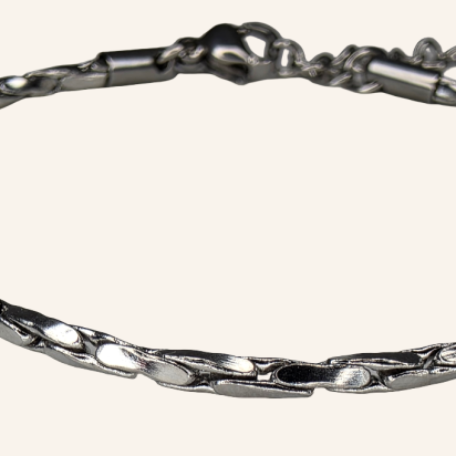 Twisted Square Boston Chain Bracelet – Silver - 2mm - Item 903