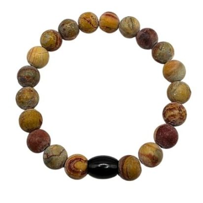 Red Picasso Jasper Gemstone Bracelet: Style-539 (8mm)