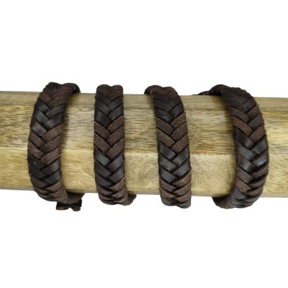 v cross braided leather cord-15mm- VINTAGE BROWN