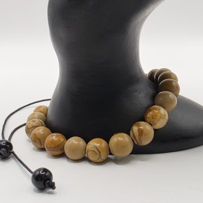 Wood Grain Gemstone Bracelet: Style-514 (8mm)