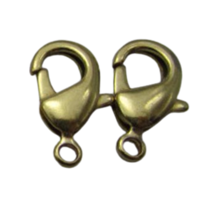 Zamak Lobster Claw Clasps-FI-7001 - Antique Gold - 15mm
