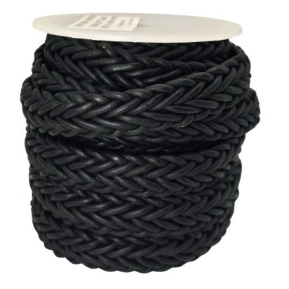 Tuscon Braided Leather Cords - 14x3.5mm - Matt Black