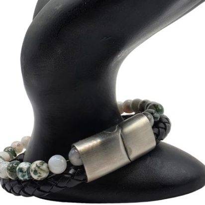 Combination Gemstone and Leather Bracelet - Style 160