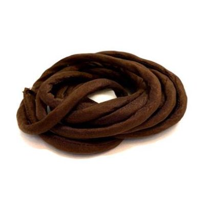 Real silk cords with inserts - 8 mm - Dark Coffee