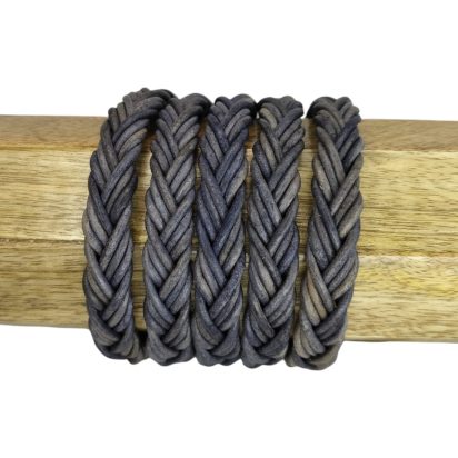 Ibiza braided leather cords - 10*5mm- vintage dark blue
