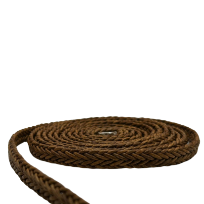 SPIRAL BRAIDED LEATHER CORDS - 11X6MM - DARK TAN