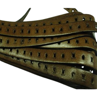 Italian Flat Leather with Square Holes- 10*2mm-Bronze