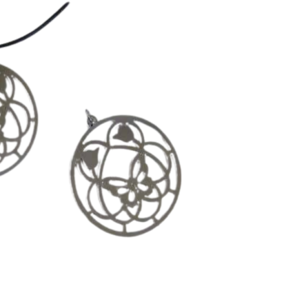 Stainless Steel Pendant: SSP-548 35mm (Steel) Butterfly Flower