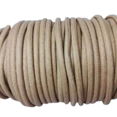 Flat Wax Cotton Cords - 4mm - Natural