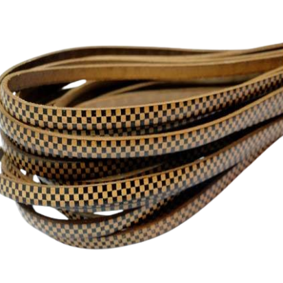 Flat Leather Cords - Chess Style - 5mm-Natural