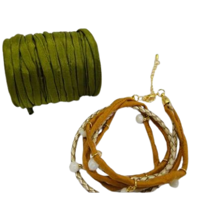 Habotai silk cords - Bright Olive
