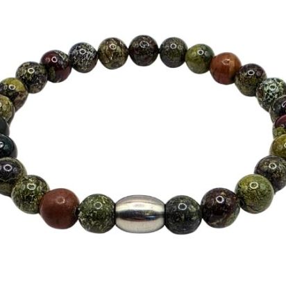 Bloodstone Gemstone Bracelet: Style-522 (8mm)