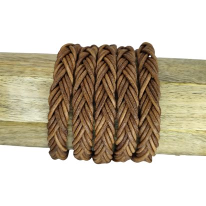 Ibiza braided leather cords - 10*5mm- vintage dark tan