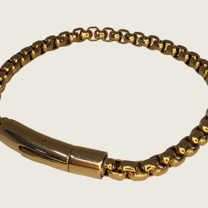 Rolo Chain Bracelet with Magnetic Clasp - 4mm - Gold