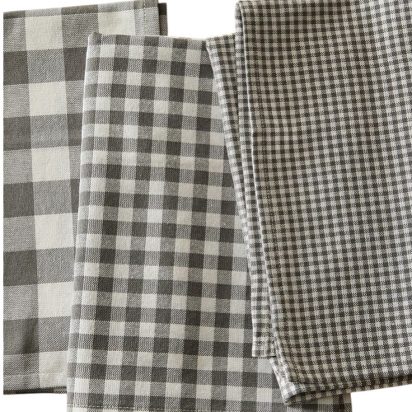 Grey and White Grid and Checker Patterned Towels