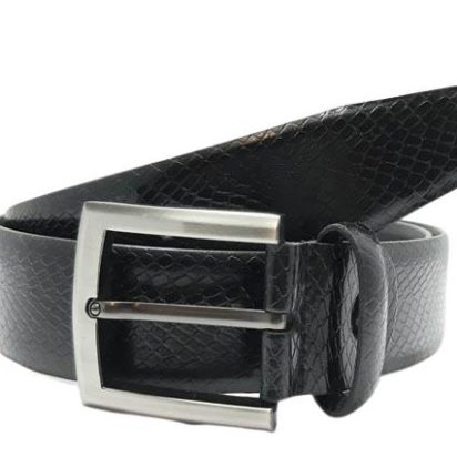 Formal-Adjustable-Leather-Belt-Art Snake Black