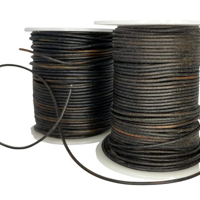 Round Leather Cord - 1mm - Vintage Black