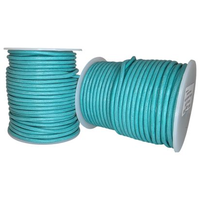 Round Leather Cord - Light Turquoise - 3mm