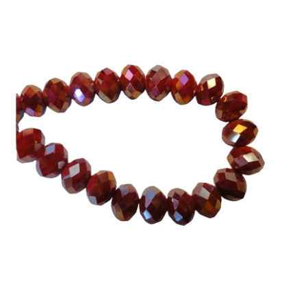 Faceted Glass Beads - 12mm (Wine Red AB)