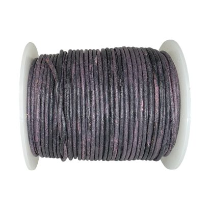Round Leather Cord Black/Pink 2mm