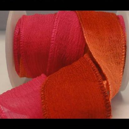 Hand dyed silk ribbons - Multi Red Ginger