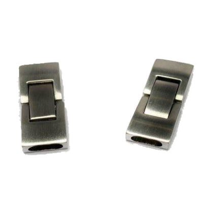 Stainless Steel Snap Lock Clasp: MGST 14 5.5x2.5mm (Matt Steel)