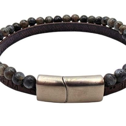 Combination Gemstone and Leather Bracelet - Style 170