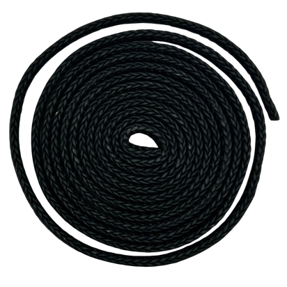 SPIRAL BRAIDED LEATHER CORDS - 8X4MM - MATT BLACK