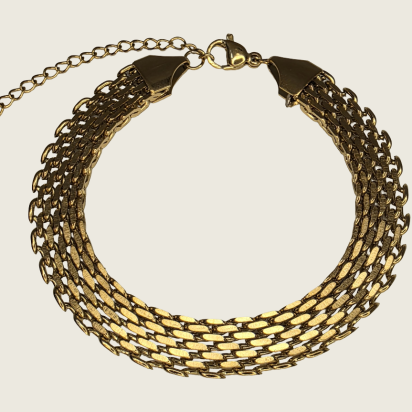 Flat Bold Bracelet - Gold - 10mm - Item 989