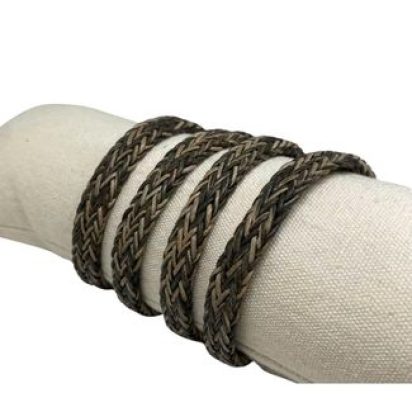 Spiral braided leather cords - 8x4mm - vintage grey