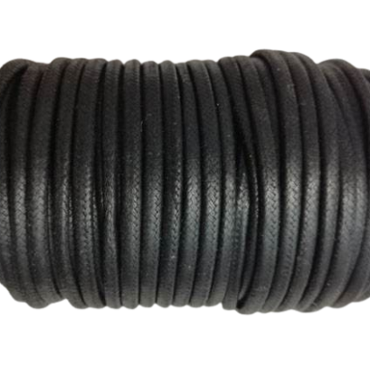 Flat Wax Cotton Cords - 4mm - Black