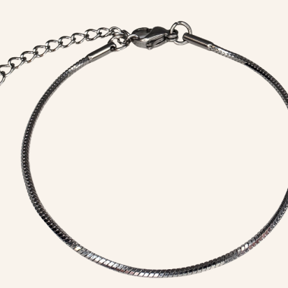 Twisted Square Snake Chain Bracelet  – Silver - 1.5mm - Item 997
