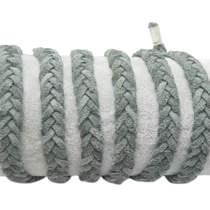Thick Suede Braided leather cords - 10mm - Grey