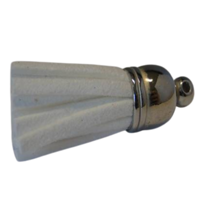 Tassels-Suede-Silver Caps-White-30mm