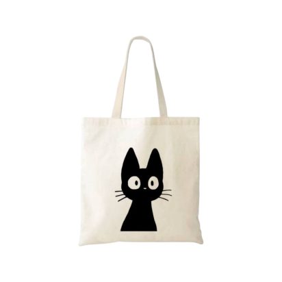 Cotton Tota Bag with Black Cat