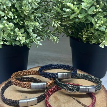 Spiral braided leather cords - 8x4mm - vintage grey