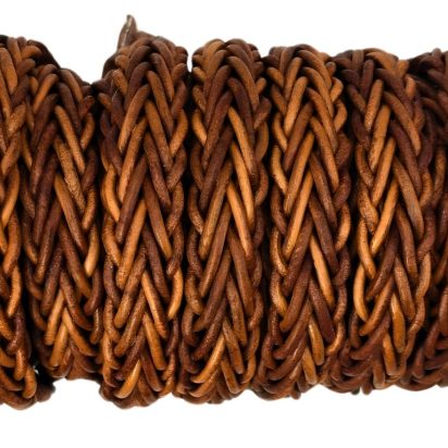 Tuscon Braided Leather Cord - 14x3.5MM - Dark Natural