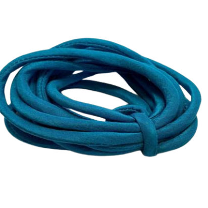 Real silk cords with inserts - 4 mm - Turquoise
