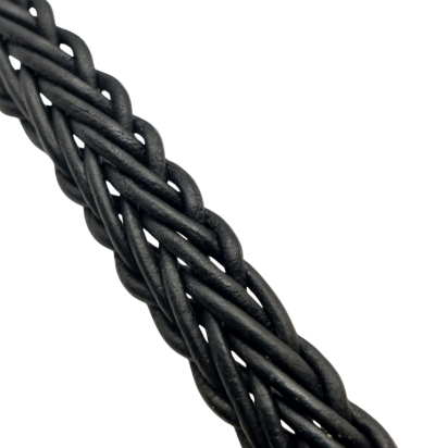 Madison style braided leather cords- 10*3.5mm- MATT Black