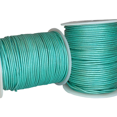 Round Leather Cord - 1.5mm - Metallic Green