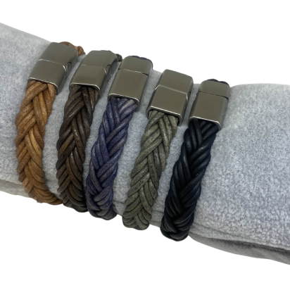 Ibiza braided leather cords - 10*5mm- matt black