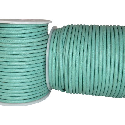 Round Leather Cord - Aquamarine - 3mm