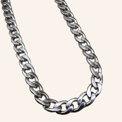 Curb Chain Necklace-Silver-5mm-Item 986
