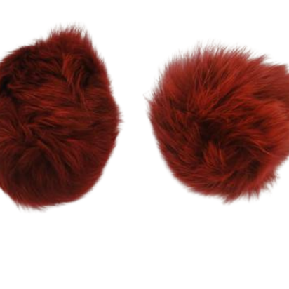 Rabbit Fur Pom Pom-Wine Red-9cms